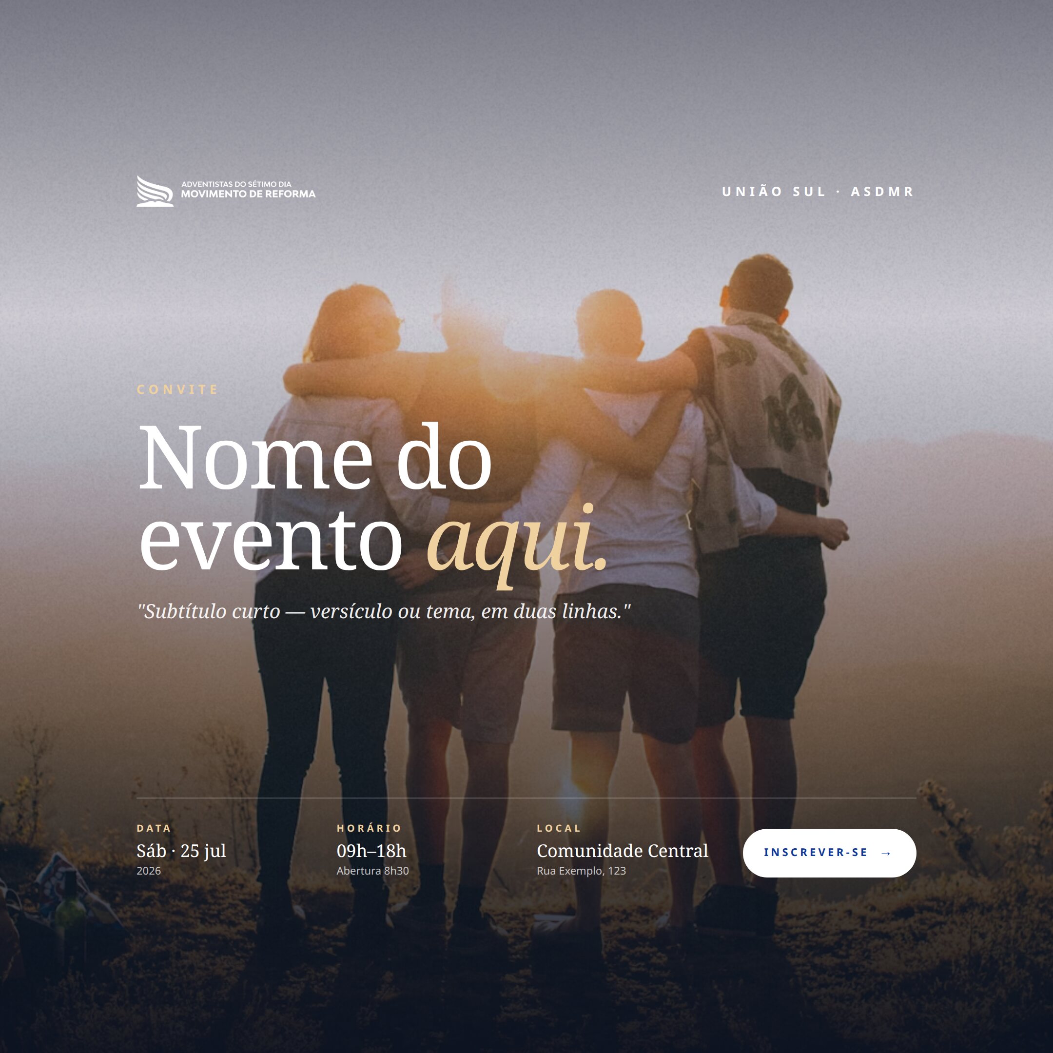 Evento — Feed 1080², template oficial da ASDMR