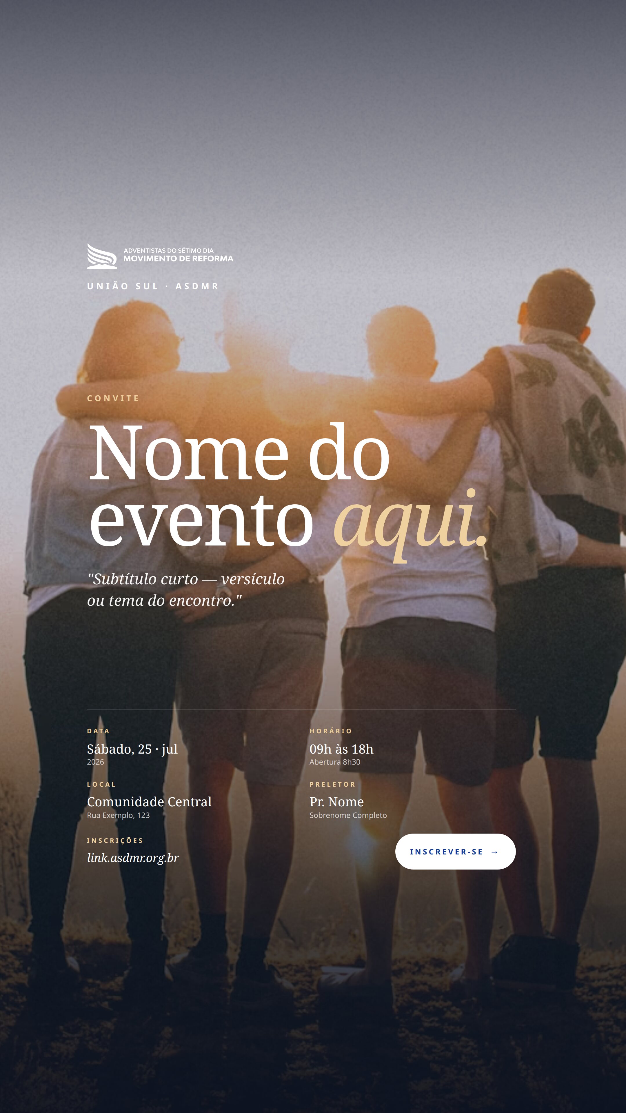 Evento — Stories 9:16, template oficial da ASDMR