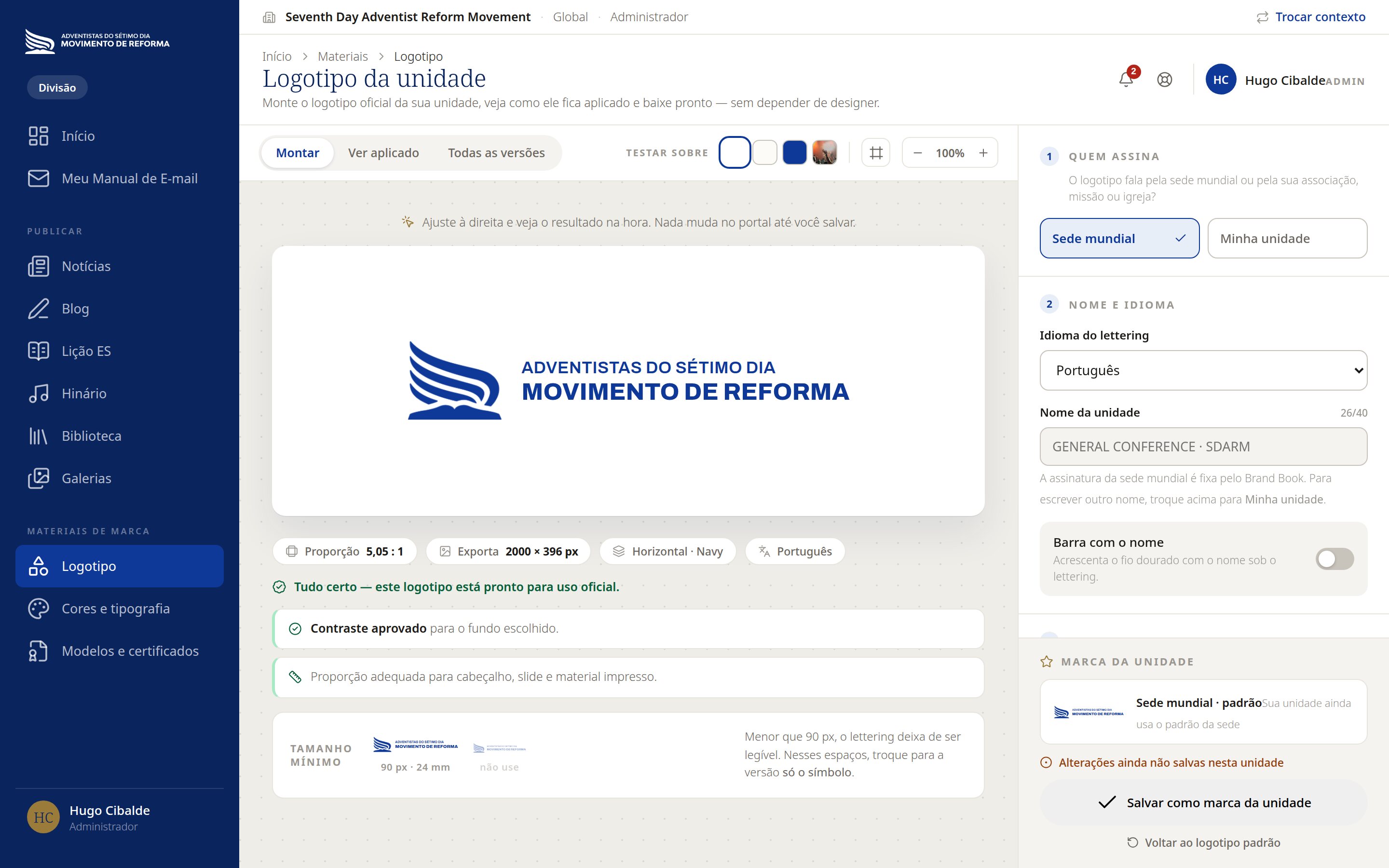 Tela: Estúdio de logotipo
